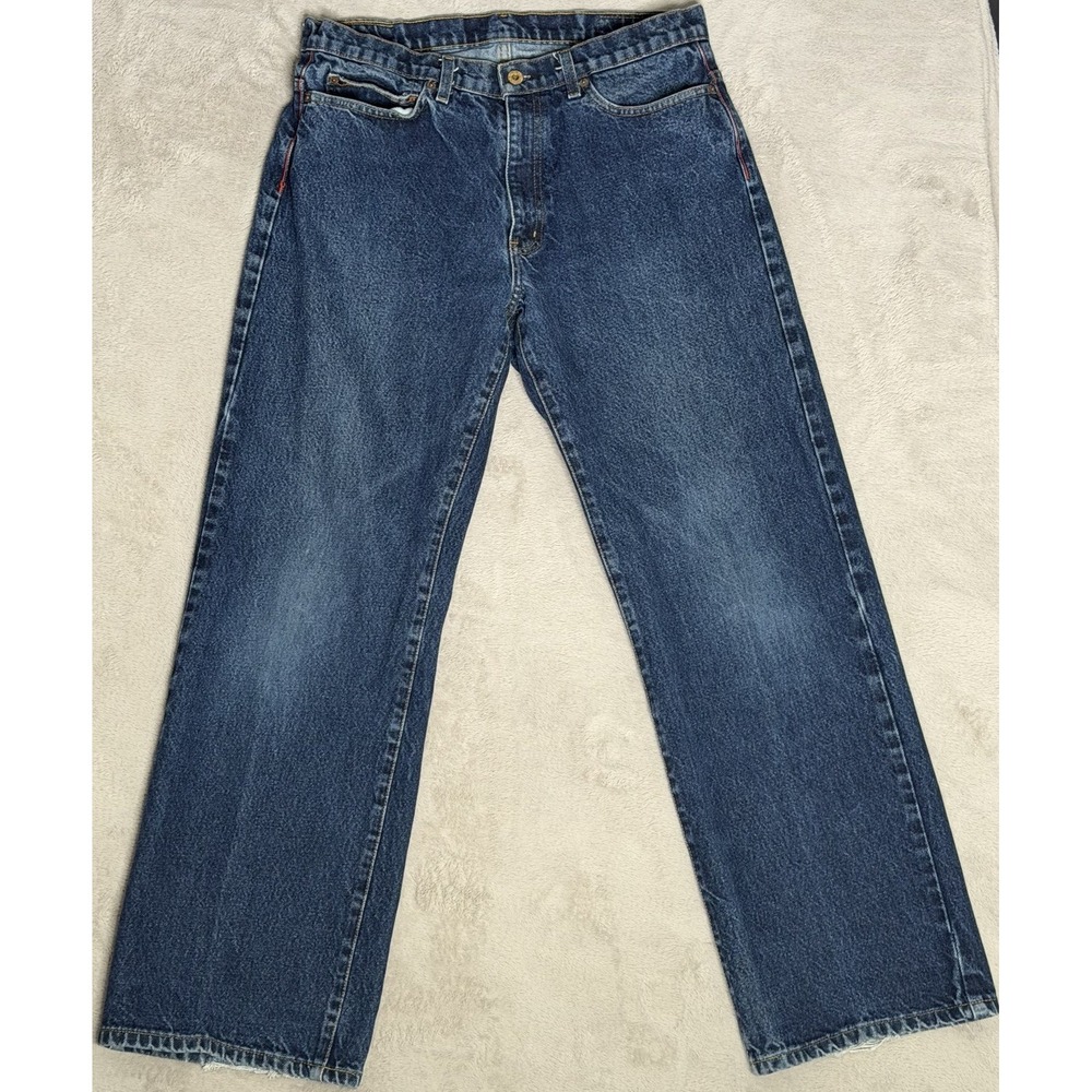 Ralph Lauren Mens Jeans Rare Embroidered Signature Banner‎ 33 X 32 Vintage Baggy